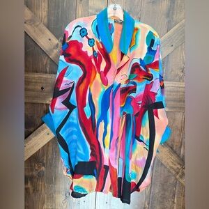 Vintage Dilemma Dhun Shroff silk shirt unique  vibrant Art to Wear style size L